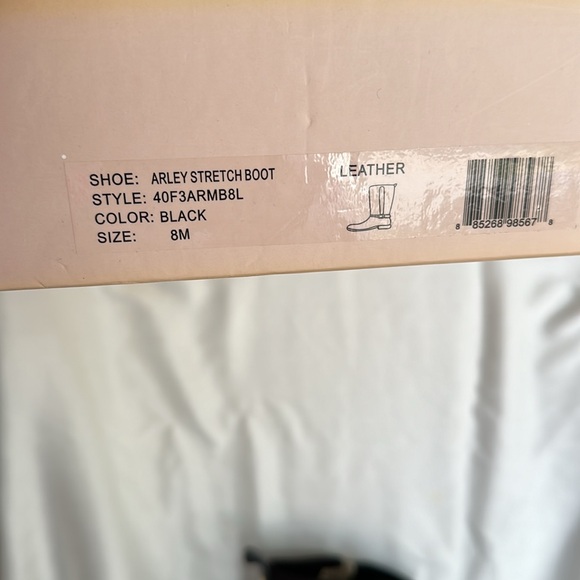 Michael Kors Black Leather Arley Stretch Boots with Gold Hardware - Picture 12 of 13